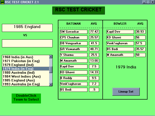 RSC Cricket Screenshot